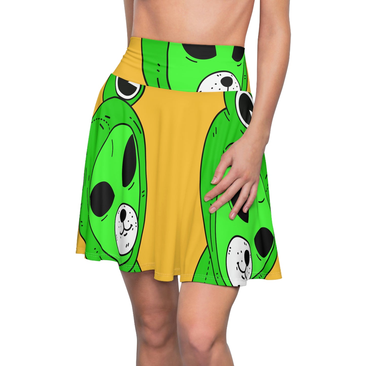 Frog Alien Visitor Women's Skater Skirt (AOP)