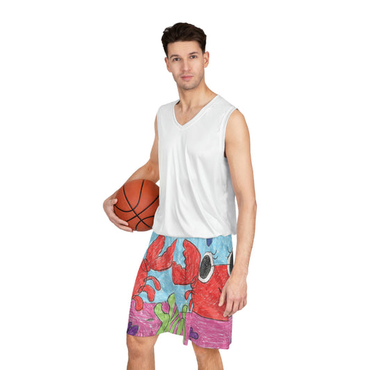 Lobster Crab Graphic Sea Lovers Basketball Shorts (AOP)