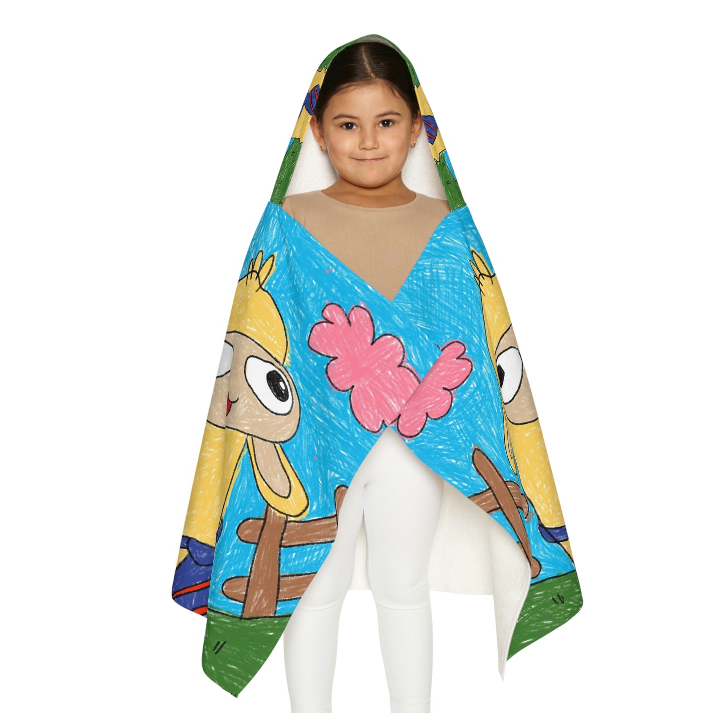 Llama Lovers: Heart and Animal Design Graphic Youth Hooded Towel