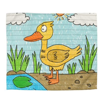 Yellow Duck Bird Pond Microfiber Duvet Cover