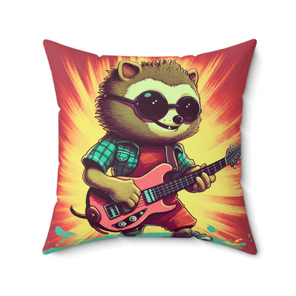 Hedgehog Animal Guitarist Anime Graphic Spun Polyester Square Pillow