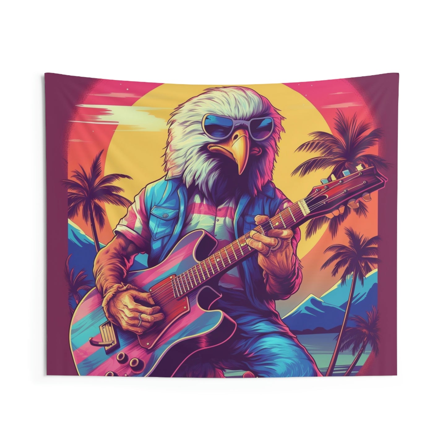 Patriotic Bald Eagle Guitarist USA Band Design Indoor Wall Tapestries