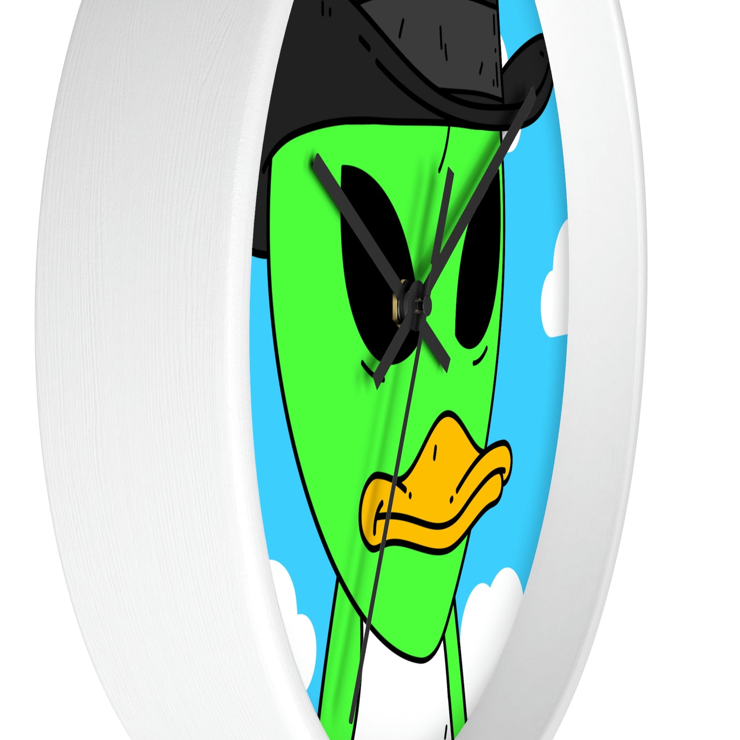 Visitors Green Alien Duck Black Top Hat Wall clock