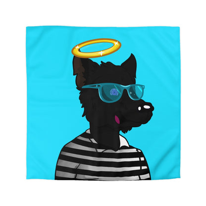 Cyborg Wolve Angel Halo Striped Shirt Glasses Wolf Microfiber Duvet Cover