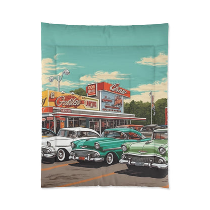 1950s Classic Car Collection Retro Artwork Comforter