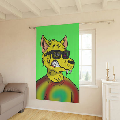 Wolve Cyborg Tie Dye Wolf Shirt Yellow Fur Cool Sun Glasses Window Curtains (1 Piece)