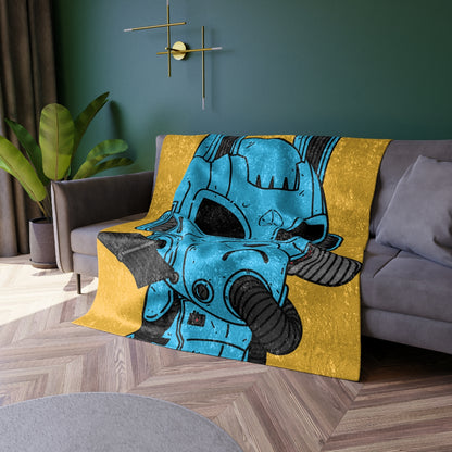 Armored Blue Peace Future Alien Cyborg Machine Visitor Crushed Velvet Blanket - Visitor751