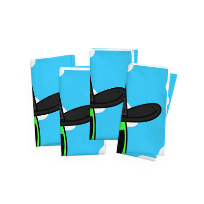 Visitor Green Alien Duck Black Top Hat Napkins