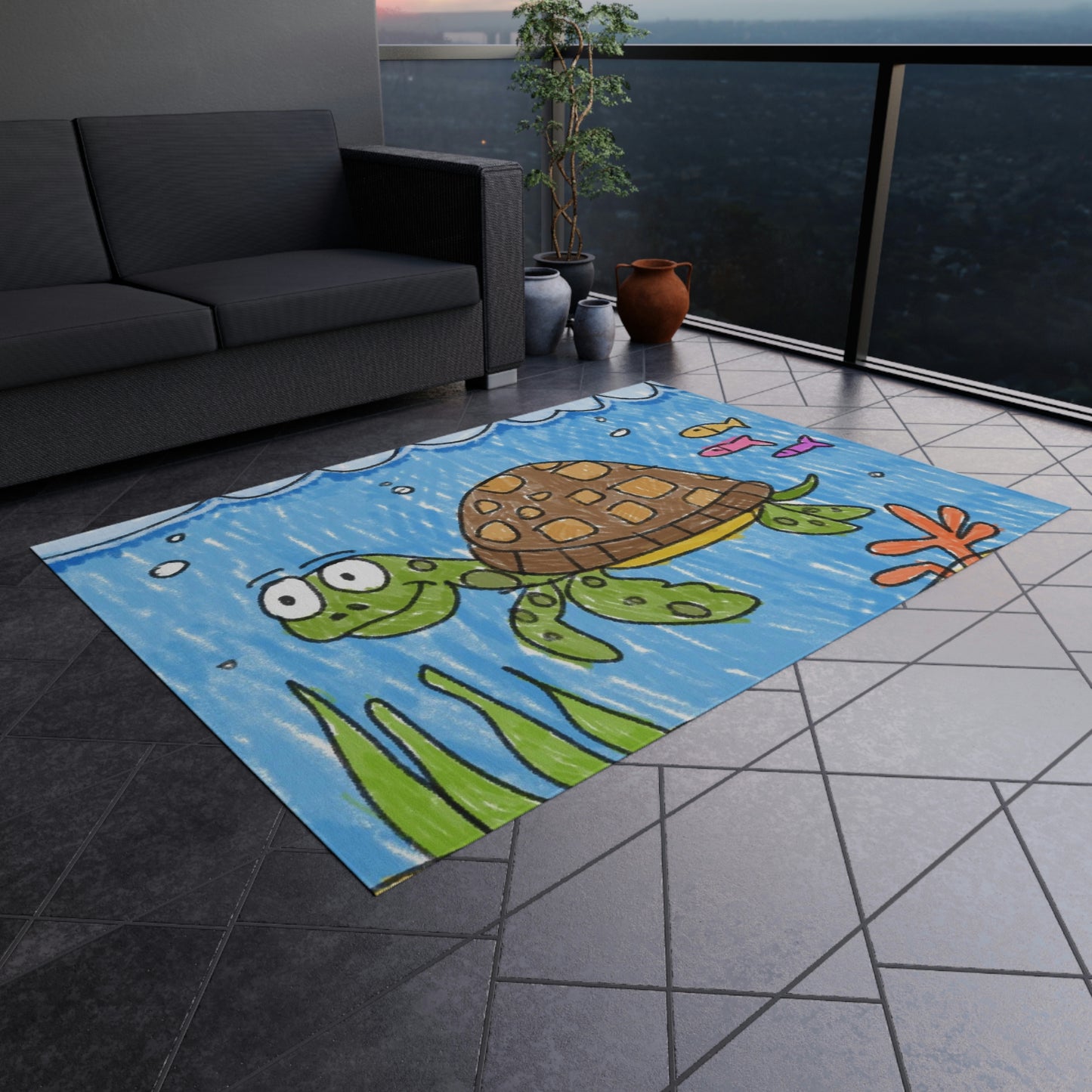 Sea Turtle Beach Sand Ocean Outdoor Rug