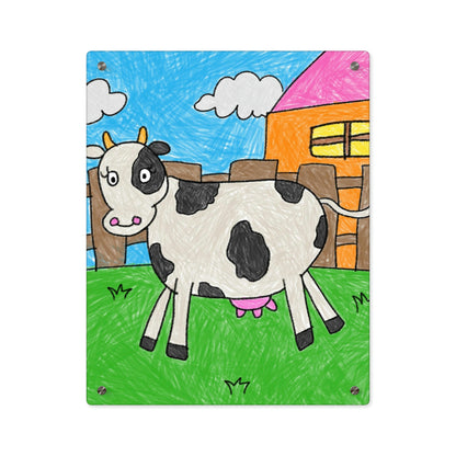 Cow Moo Farm Barn 動物キャラクター アクリル ウォール アート パネル