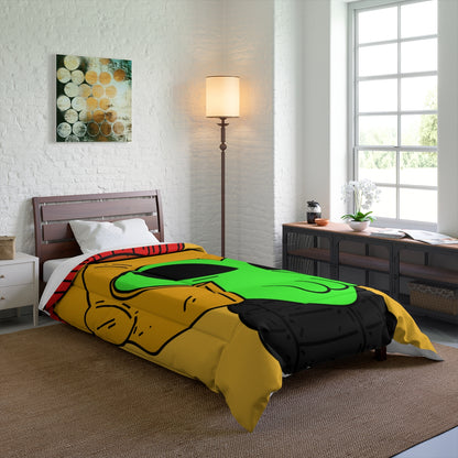 Green Spartan Helmet Alien Squid Mouth Visitor Bed Comforter