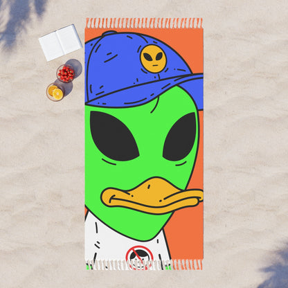 Anti Human Duck Visitor Green Alien Boho Beach Cloth