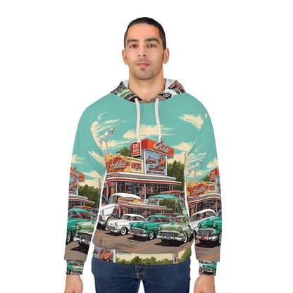 1950s Classic Car Collection Retro Artwork Unisex Pullover Hoodie (AOP)