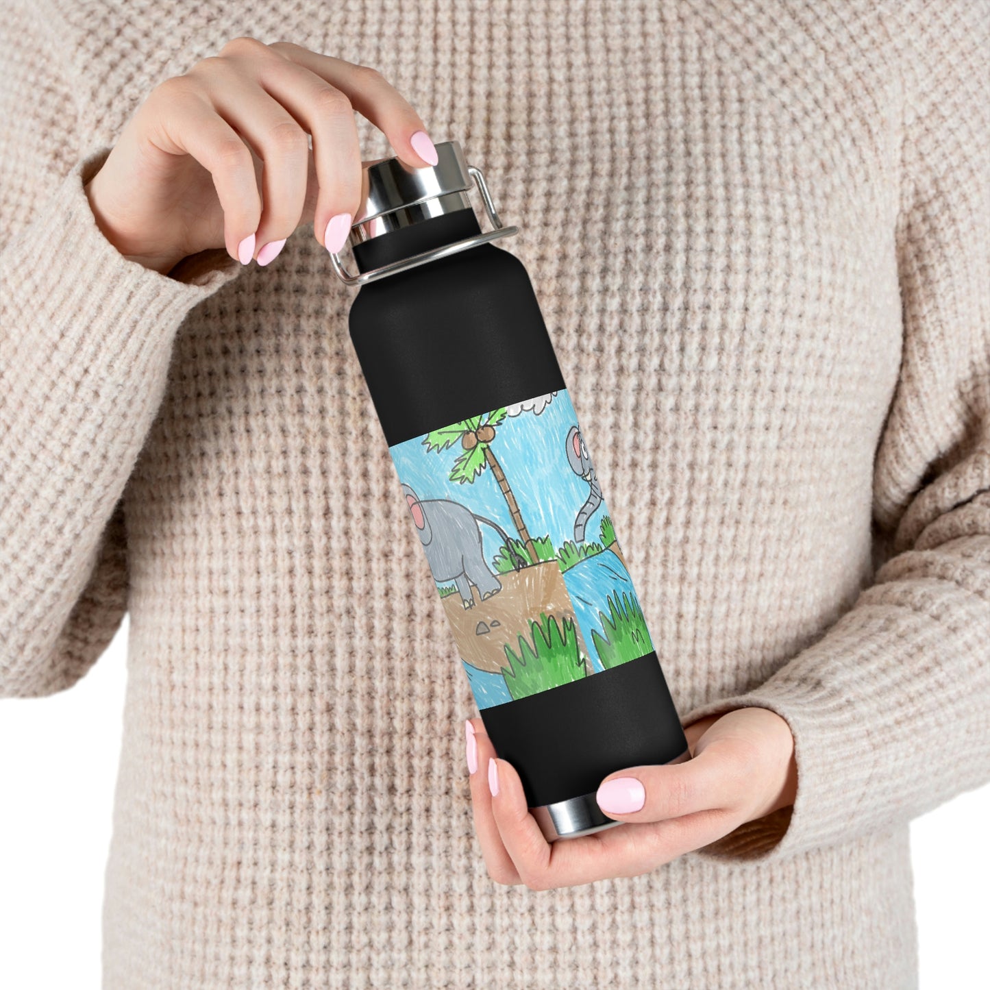 Elefante Elephant King Safari Animal Copper Vacuum Insulated Bottle, 22oz