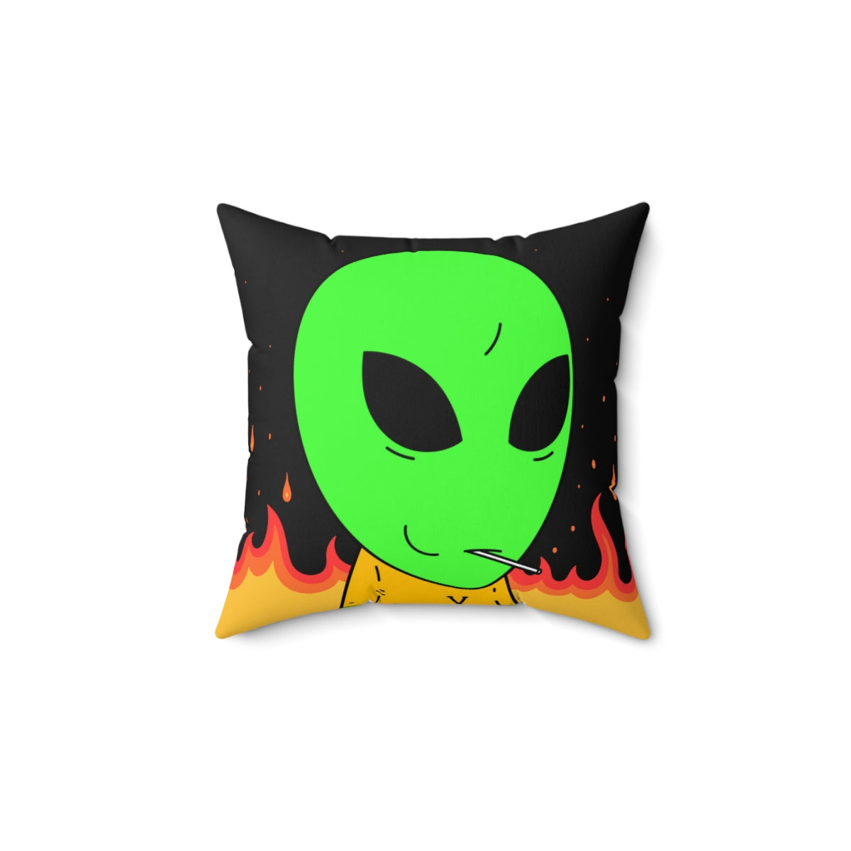 Space Alien UFO SCI FI Sucker Visitor Fire Flame Blazing heat Galactic Spun Polyester Square Pillow