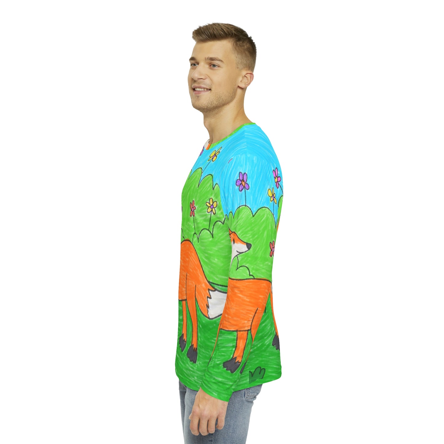 Fox Woodland Animal Foxy Men's Long Sleeve AOP Shirt