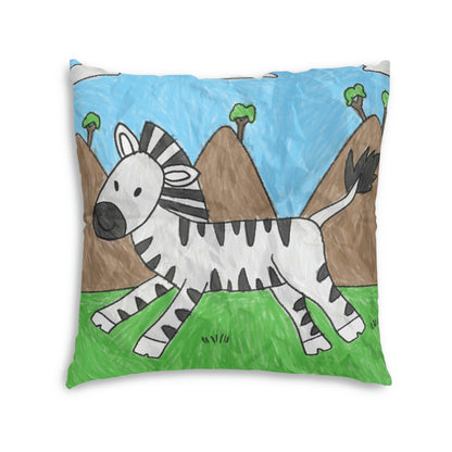 Zebra Graphic Hipster Zebra Animal Tufted Floor Pillow, Square