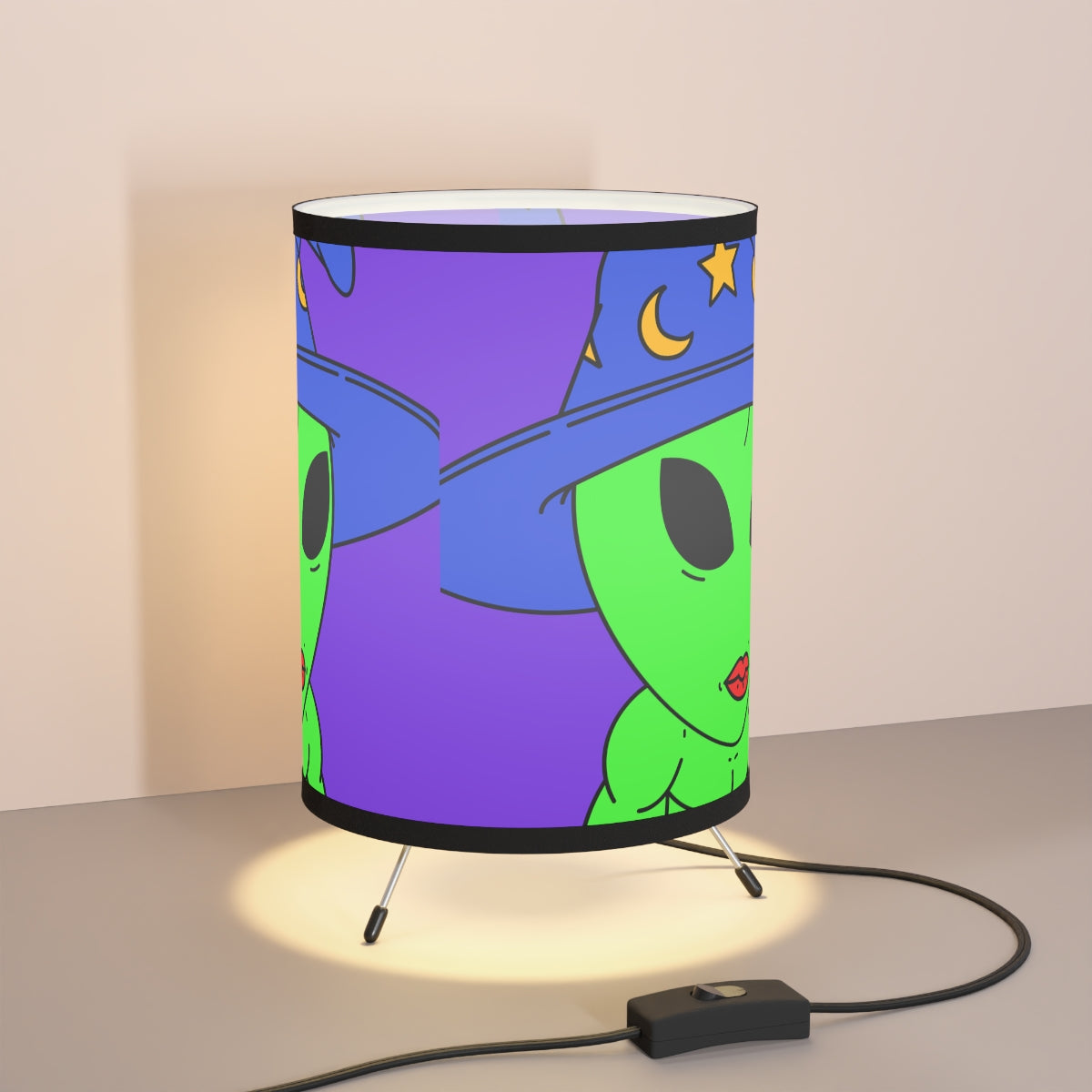 Blue Wizard Hat Alien Muscle Lipstick Green Visitor Tripod Lamp with High-Res Printed Shade, US\CA plug