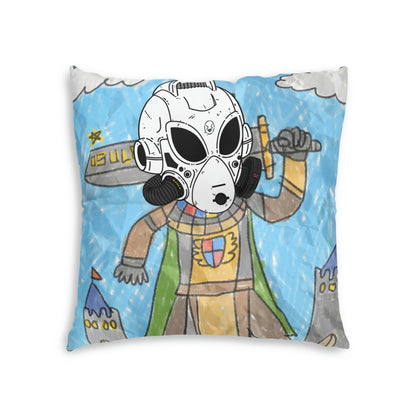 Robot Anime Large Sword Warrior Battle Alien LOL Visitor Tufted Floor Pillow, Square