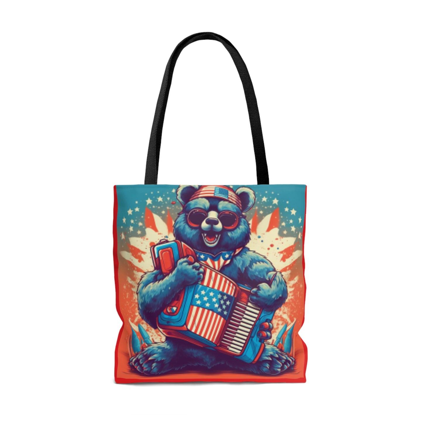 Accordion Bear Patriotic 4th of July American Music Tote Bag (AOP)