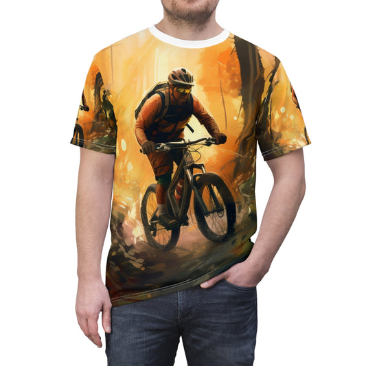 Mountain Bike Adventure - Forest Trail Graphic Unisex Cut & Sew Tee (AOP)