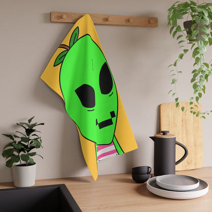 Digital Face Green Apple Head Visitor Kitchen Towel