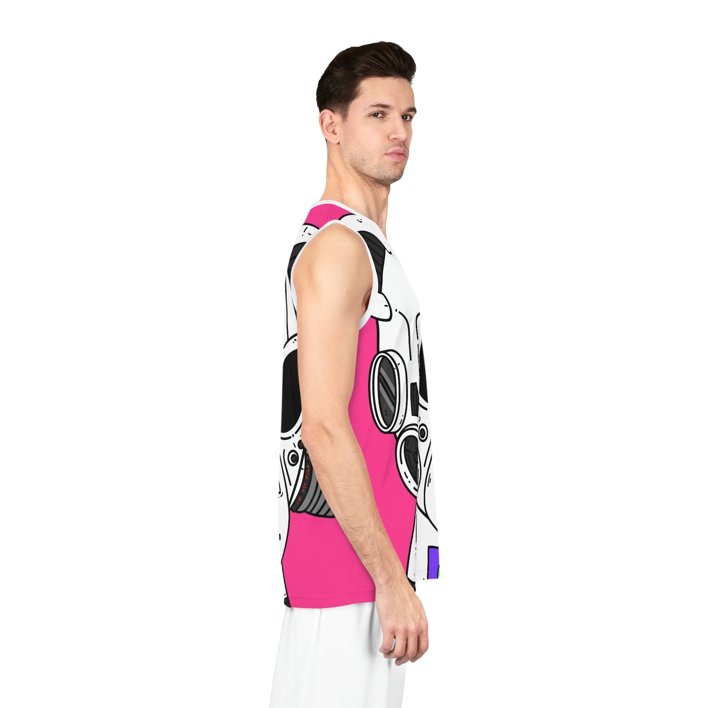 Armored White Mouse Ears Future Alien Cyborg Machine Visitor Basketball Jersey