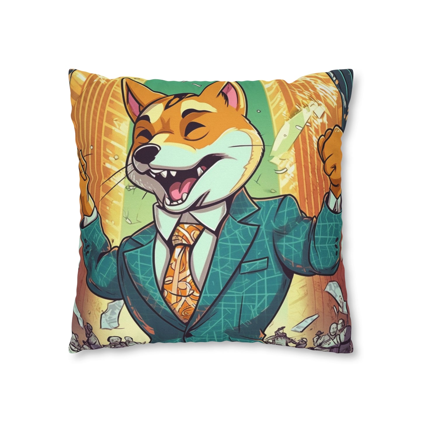 Synthwave Shiba Inu NYSE Collector's Gear: Spun Polyester Square Pillow Case