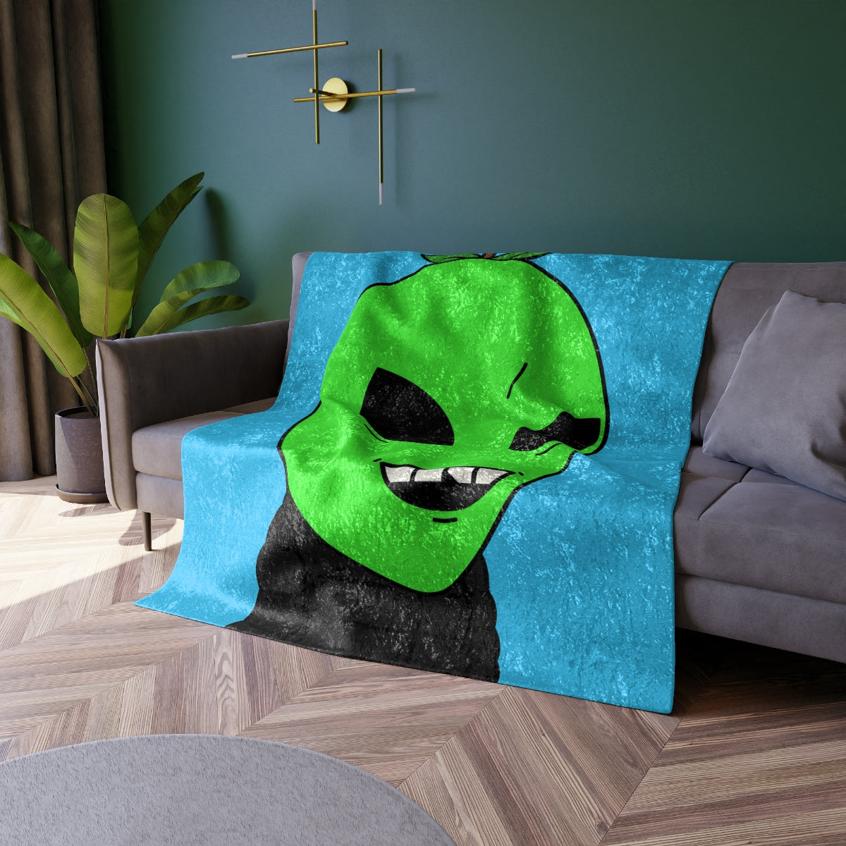 Green Apple Chipped tooth Visitor Smiling Crushed Velvet Blanket