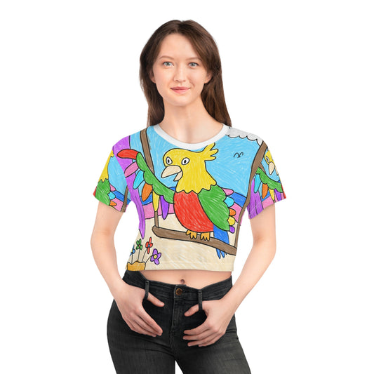 Animal Lover Parrot Perfect Gift for Parrot Owners AOP Crop Tee