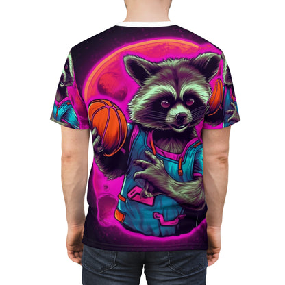 Basketball Raccoon Sport Player Athletic Animal Style Unisex Cut & Sew Tee (AOP)