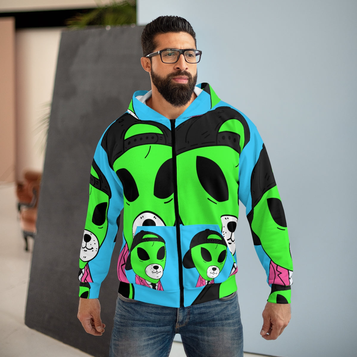 Animal Business Alien Creature AOP Unisex Zip Hoodie