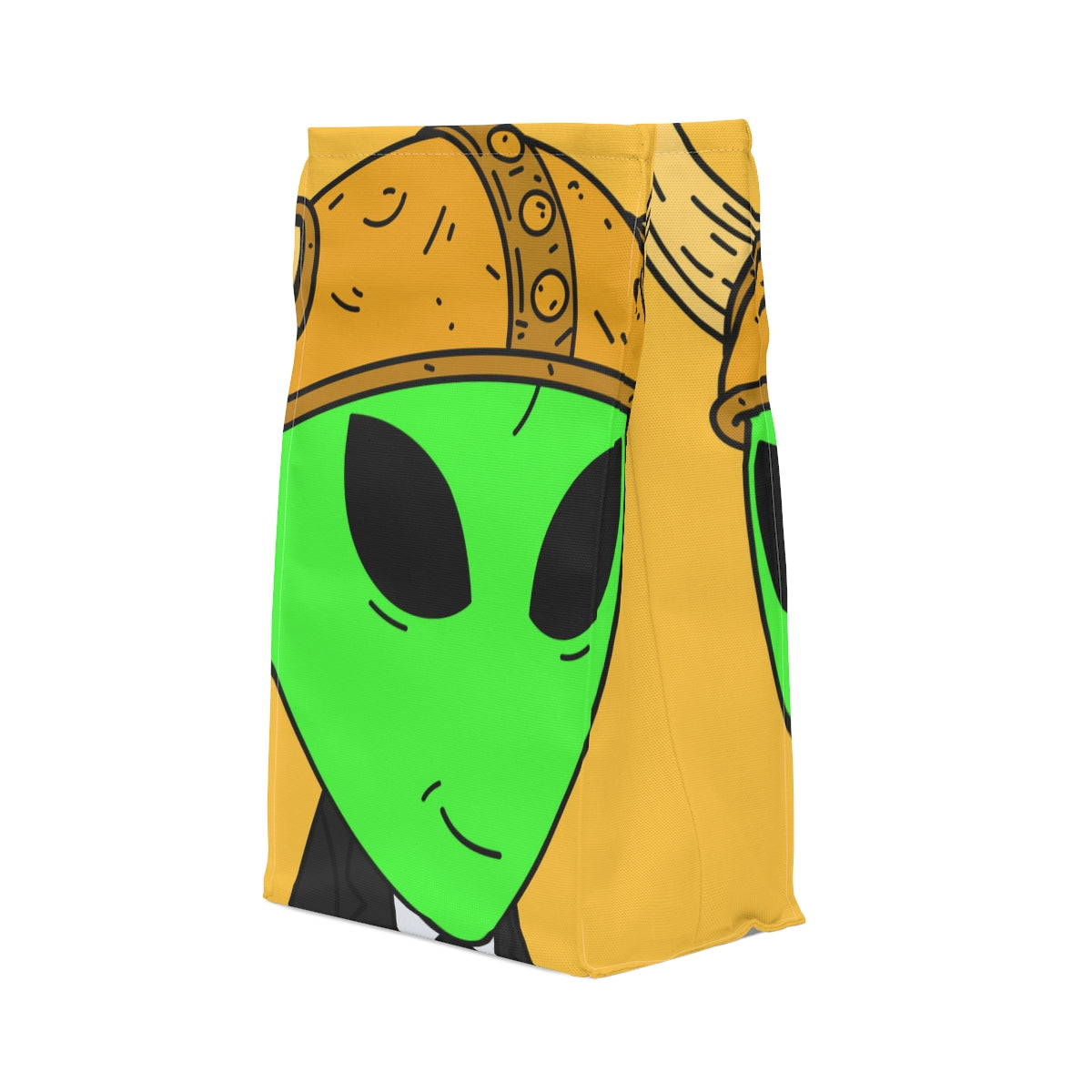 Green Smirk Face Alien Viking Helmet Black Business Suit Visitor Polyester Lunch Bag