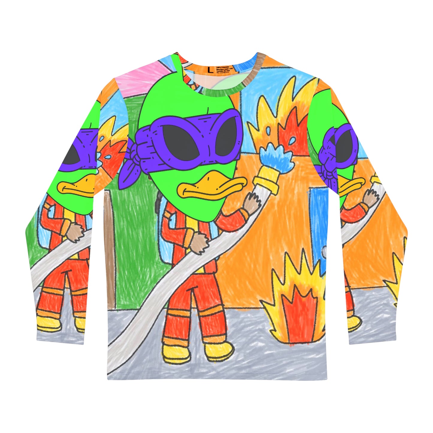 Superhero Fireman Fire Fighter Visitor 751 Alien Men's Long Sleeve AOP Shirt