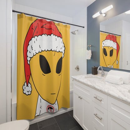 Alien Christmas Santa Space Character Holiday Winter Season Shower Curtains