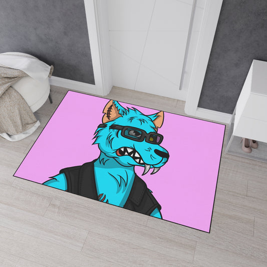 Aqua Water Blue Wolf Cyborg Heavy Duty Floor Mat