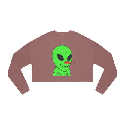 Veggie Visi Alien Vegetable Visitor Women's Cropped Sweatshirt