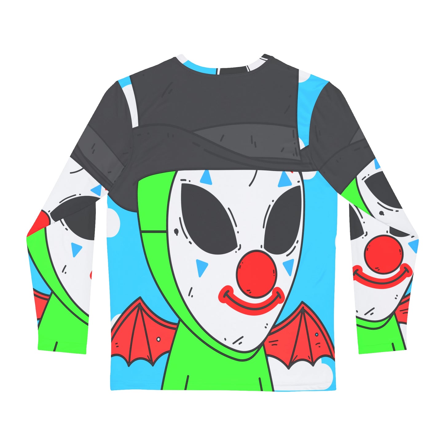 Payaso visitante alienígena verde con alas de diablo camisa AOP de manga larga para hombre 