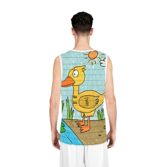 Yellow Duck Bird Pond Basketball Jersey (AOP)