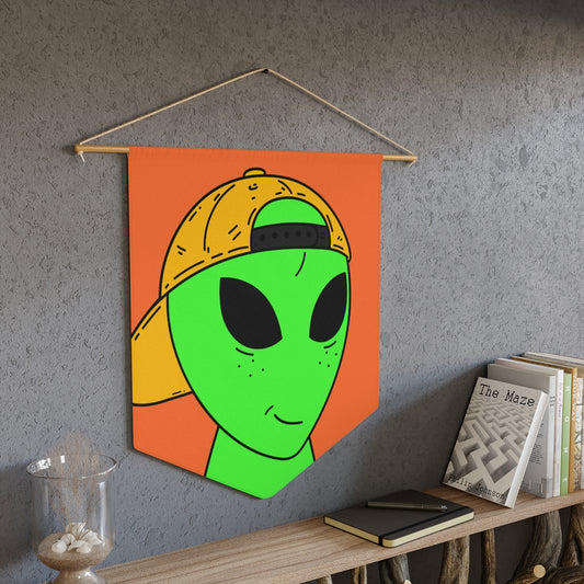 Green Freckle Alien Yellow Hat Visitor Pennant