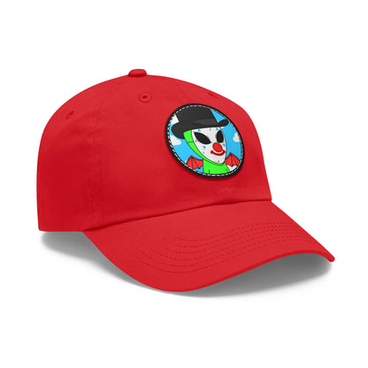 Clown Visitor Green Alien w/ Devil Wings Dad Hat with Leather Patch (Round)