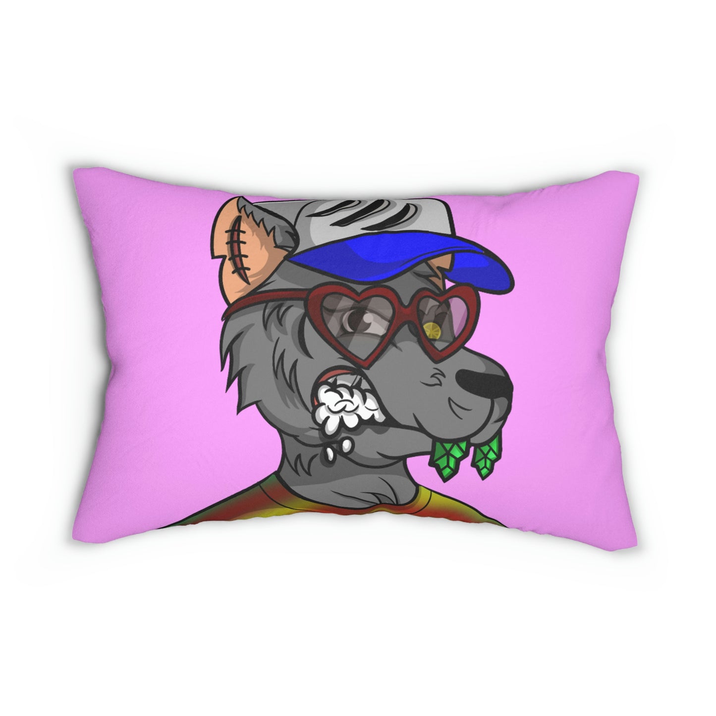 Valentine Heart Wolf Werewolve Tiedye Spun Polyester Lumbar Pillow