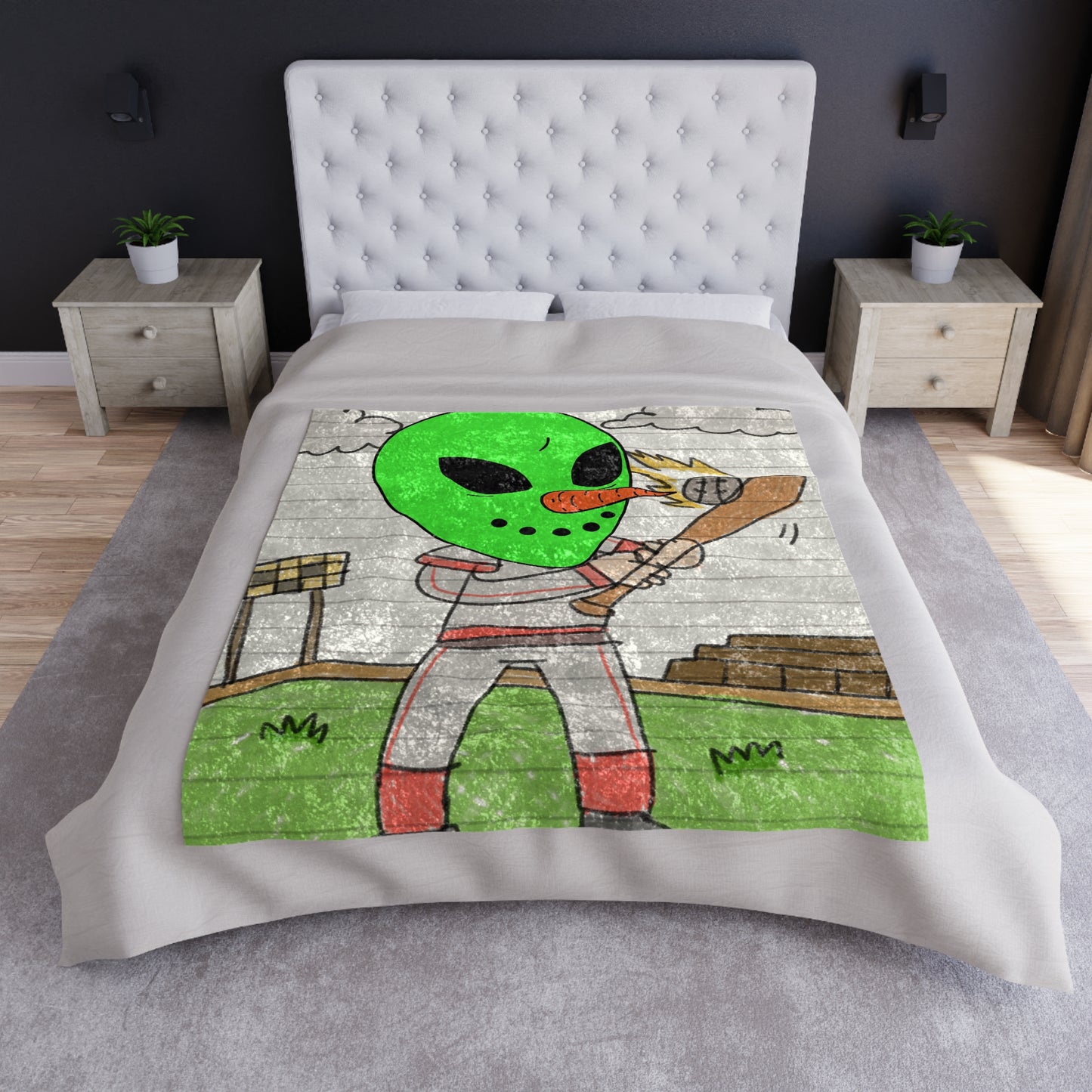 Baseball Veggie Visi Vegetable Visitor Alien Sport Crushed Velvet Blanket