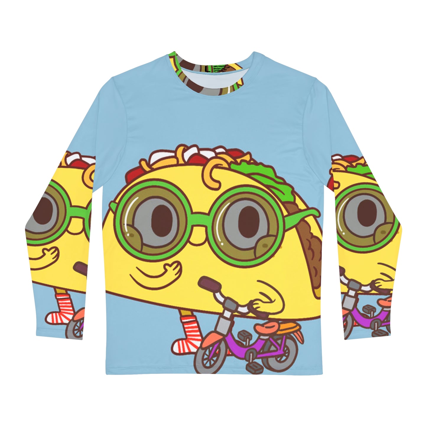 Bicycle Bike Rider Digital Taco Men's Long Sleeve AOP Shirt