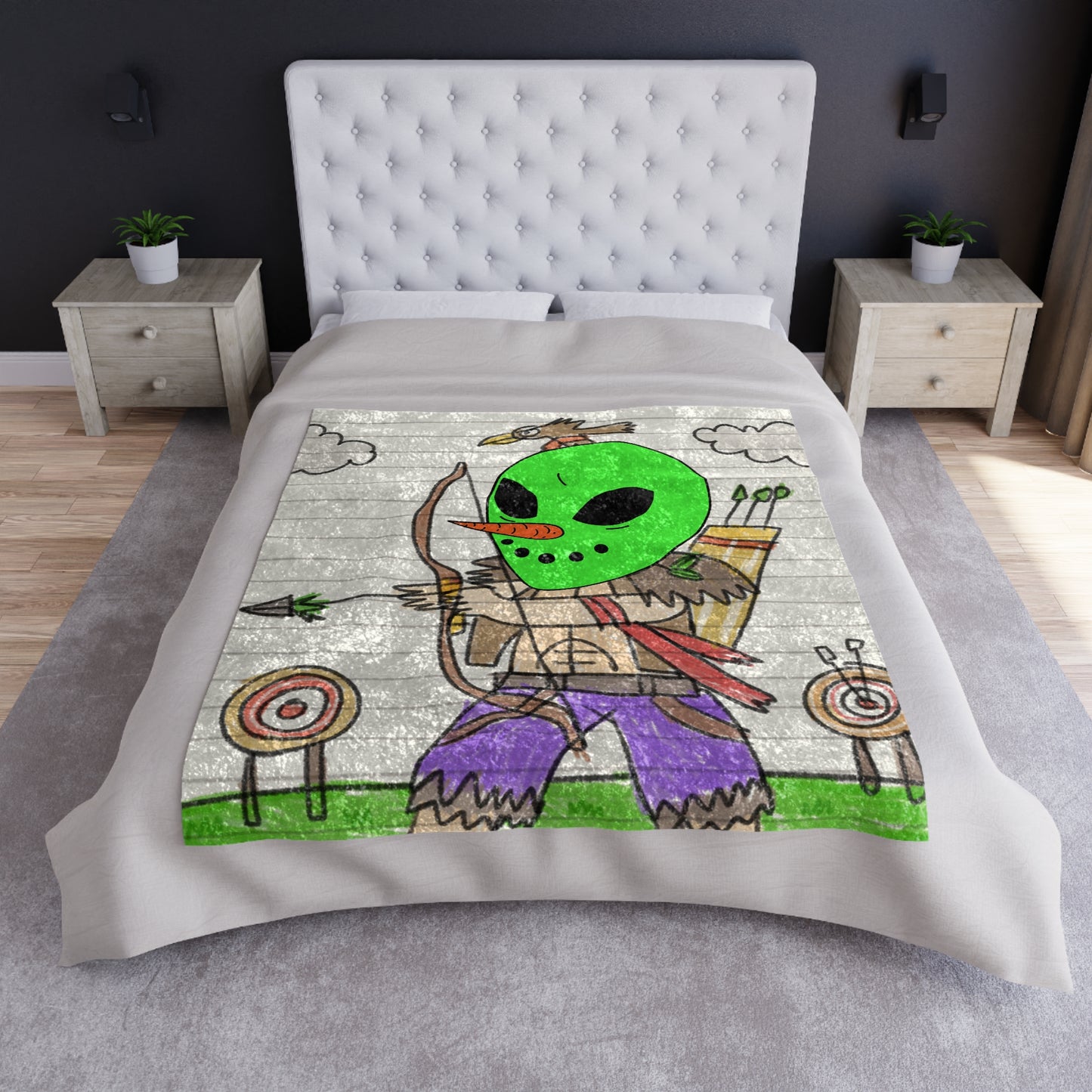 Marksman Archer Veggie Visi Vegetable Visitor Alien Arrow Crushed Velvet Blanket