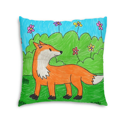 Fox Woodland Animal Foxy Tufted Floor Pillow, Square