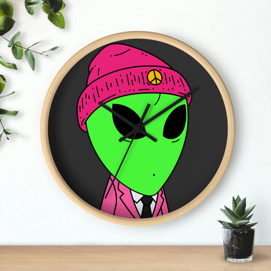 Peace Alien Pink Visi Suit Business Wall clock