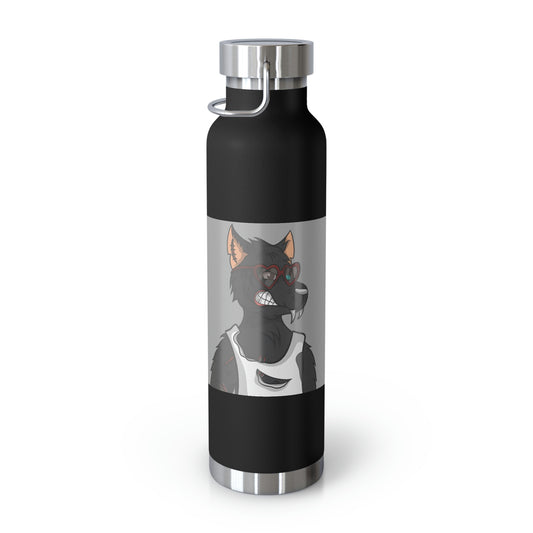 Heart Valentine Black Wolf Cyborg Copper Vacuum Insulated Bottle, 22oz
