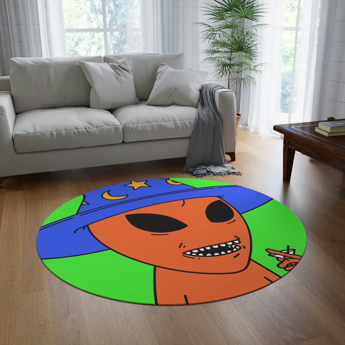 Alien Wizard Visi Potion Drink Round Rug