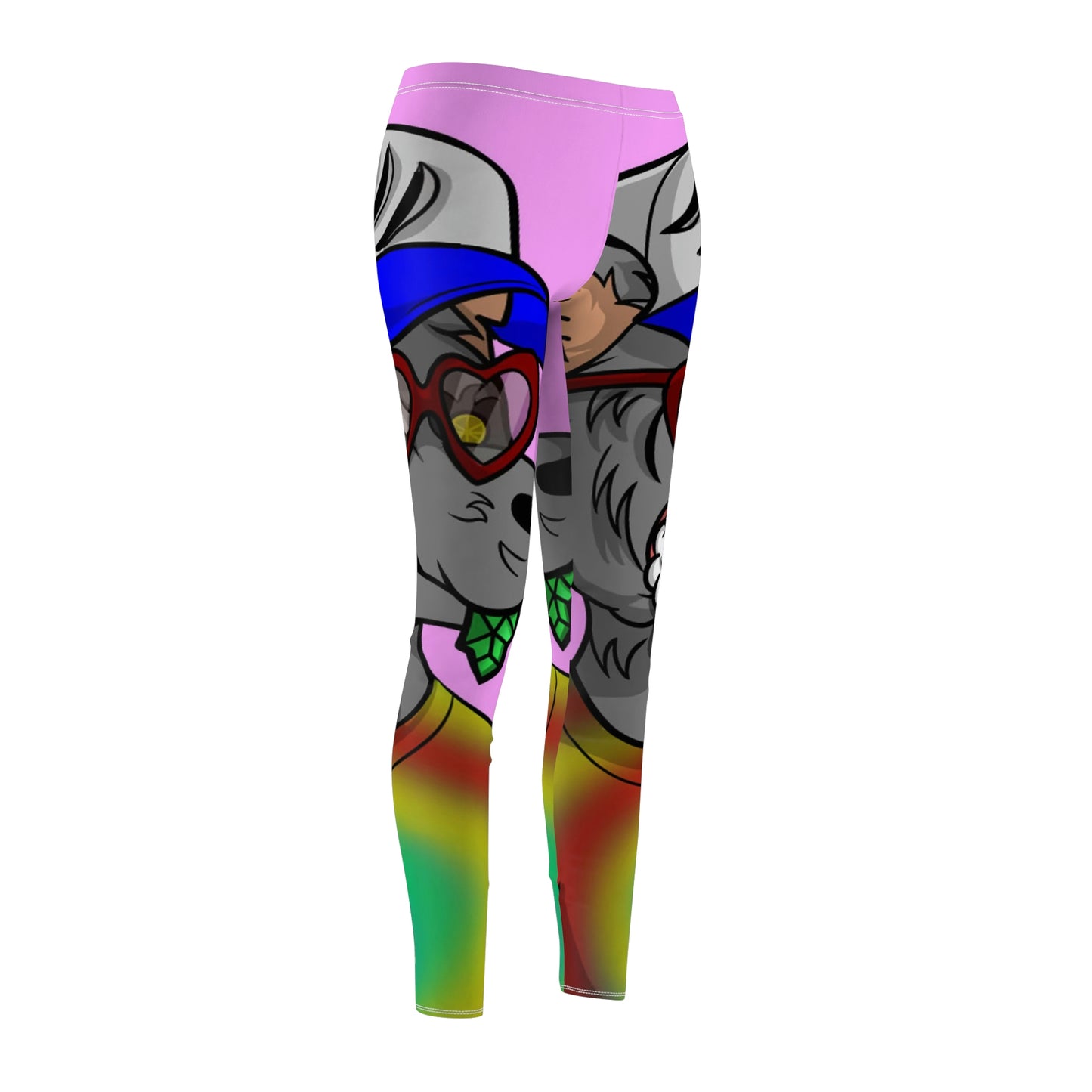 Valentine Heart Wolf Werewolve Tiedye Women's Cut & Sew Casual Leggings